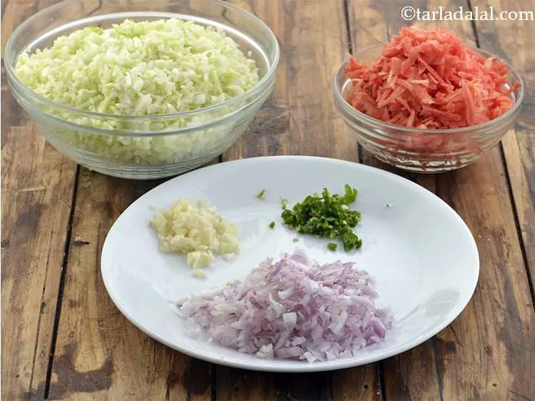 Step 1 – <p>For the <strong>Manchurian balls,</strong> we first have to prep the ingredients and keep so it …