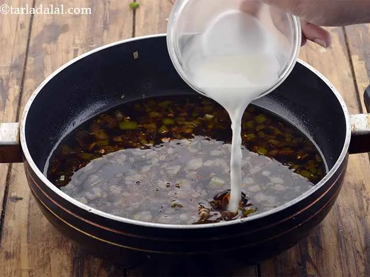 Step 24 – <p>Now add the cornflour-water mixture and cook for 3-4 minutes, while stirring occasionally.&nbsp; As cornflour …