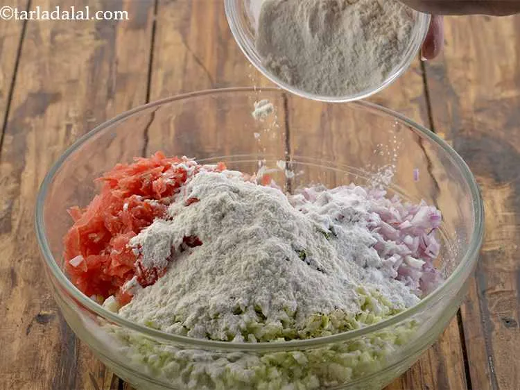 Step 9 – <p>Add plain flour as well. Plain flour gives crispiness to the vegetable balls.</p>