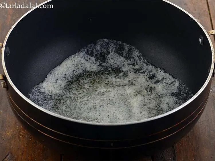 Step 8 – <p>Take a deep non-stick pan or kadhai and heat it over a medium flame. Add …