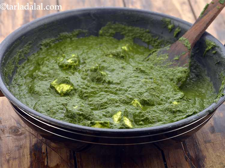 Step 23 – <p>Add the paneer, mix gently and cook <strong>Palak Paneer</strong> on a medium flame for another …