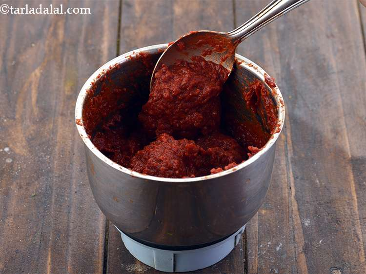 Step 10 – <p>Grind them to a smooth paste and your chilli garlic paste is ready. Keep aside.</p><p>&nbsp;</p>