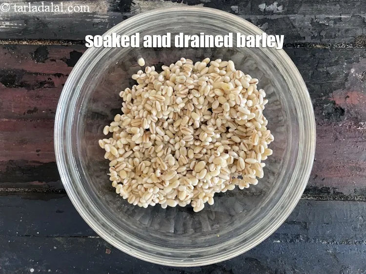 Step 8 – Drain. Soaked and drained barley.