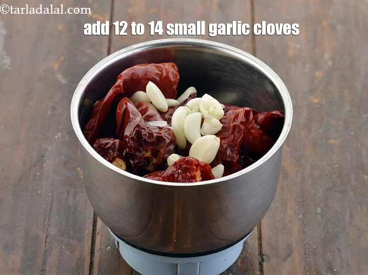 Step 5 – Add roughly 1 tablespoon of garlic or 12-14 small cloves of peeled garlic.&nbsp;<a href="https://www.tarladalal.com/recipes-using-garlic-348">Garlic</a>&nbsp;has been …