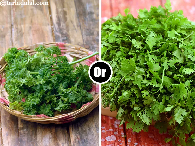 Step 19 – Basil leaves can be replaced with parsley or cilantro as a substitute.