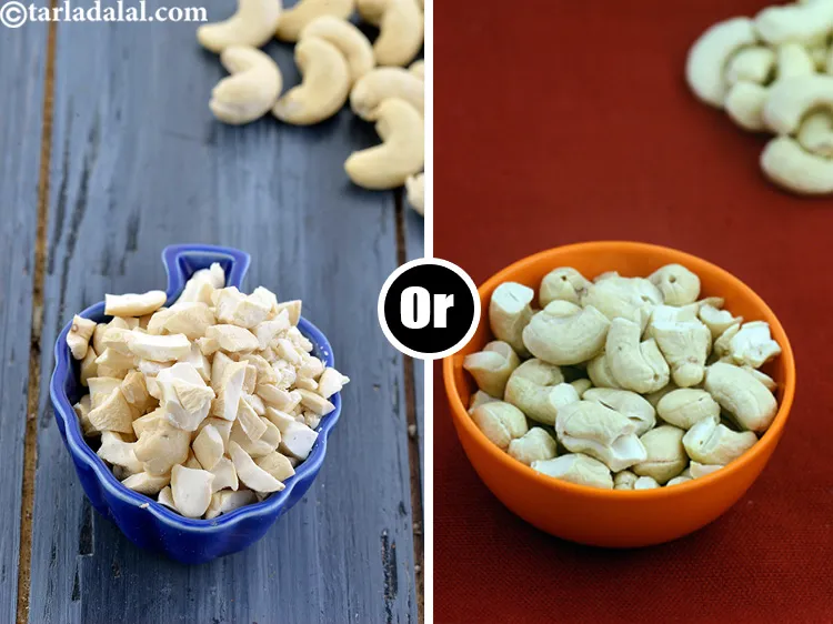 Step 4 – Chop the cashewnuts before adding as they are easy to blend. Alternatively, use broken cashewnuts.