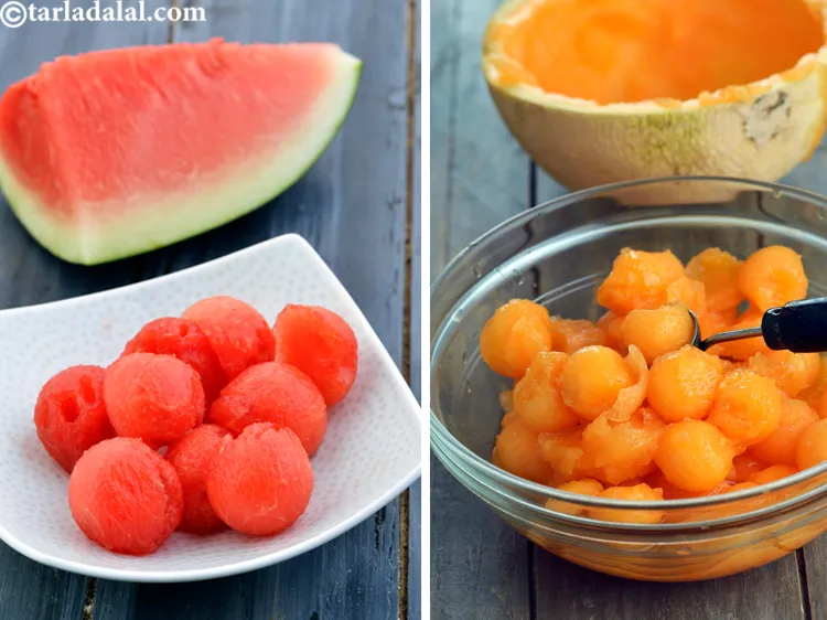 Step 15 – You can make the melon balls in advance and refrigerate them.