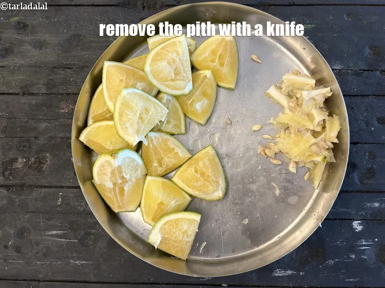 Step 9 – <ul> <li>Remove the pith with a knife.&nbsp;The white line in a sweetlime is called the …