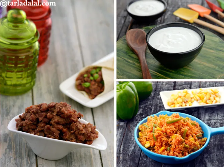 Step 96 – You can make the Mexican rice, sour cream and refried beans in advance. Remember to …