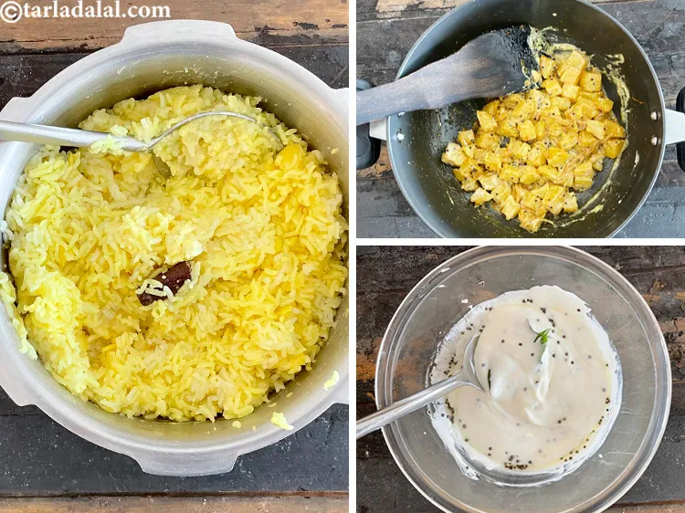 स्टेप 67 – खिचड़ी, आलू की सब्जी और तड़का दही आप पहले से …