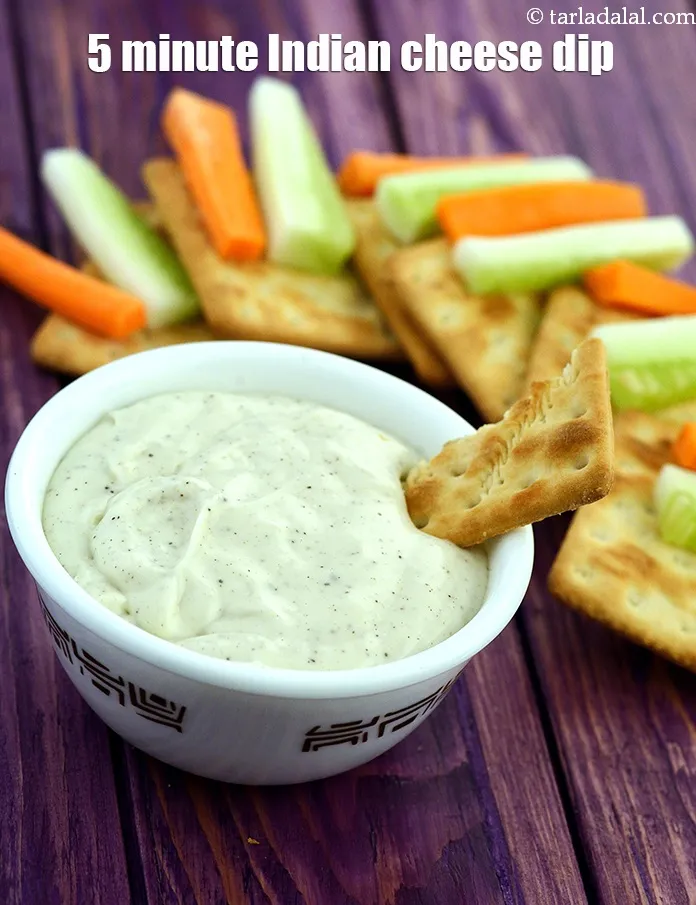 Step 10 – Serve<strong> cheesy pepper dip recipe | 5 minute Indian cheese dip | cheese spread dip …
