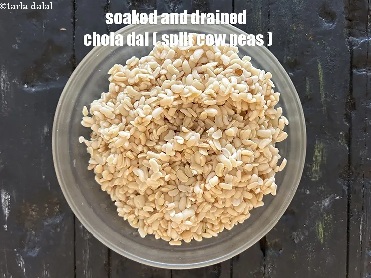 Step 7 – Soaked and drained chola dal (split cow peas ).