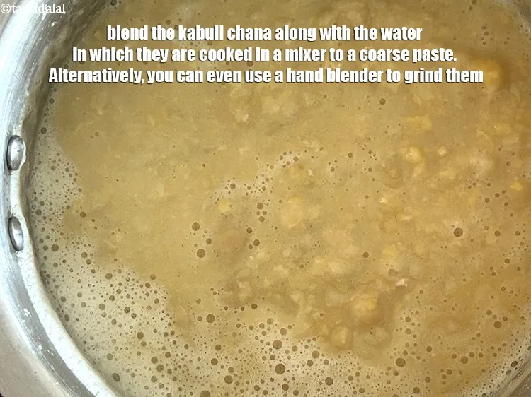 Step 8 – <meta charset="UTF-8" /> Blend the kabuli chana along with the water in which they are …
