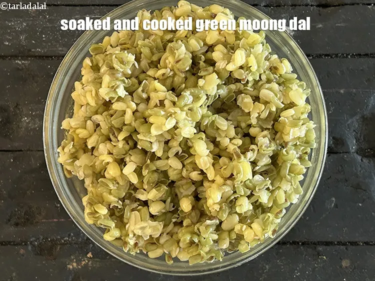 Step 9 – Soaked and cooked green moong dal.