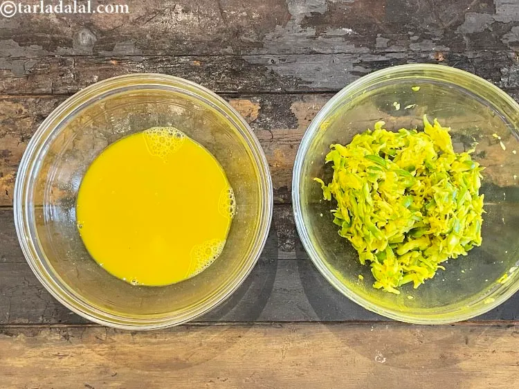 Step 13 – Keep the raw mango water and grated raw mango separately.