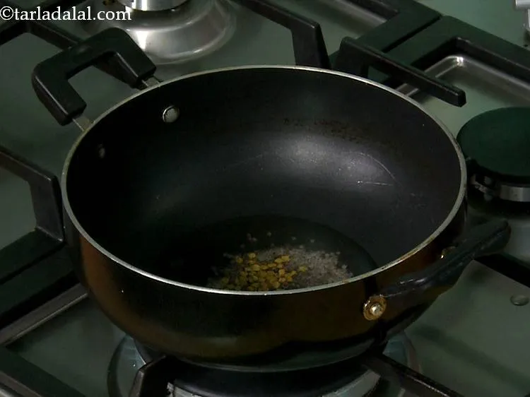 Step 3 – Add the fenugreek seeds. They are called methi seeds and are very good for health.&nbsp;