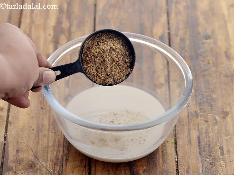Step 5 – Add some flax seeds powder. The fiber in flax seeds binds together all the ingredients.