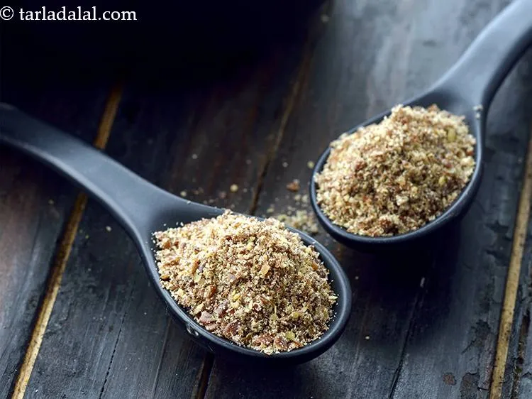 Step 7 – Add ground flax seeds. You can grind it in a mixer like almonds.&nbsp;