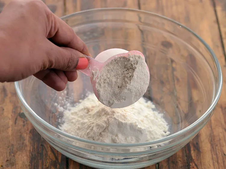 Step 2 – <p>Add whole wheat flour.</p>