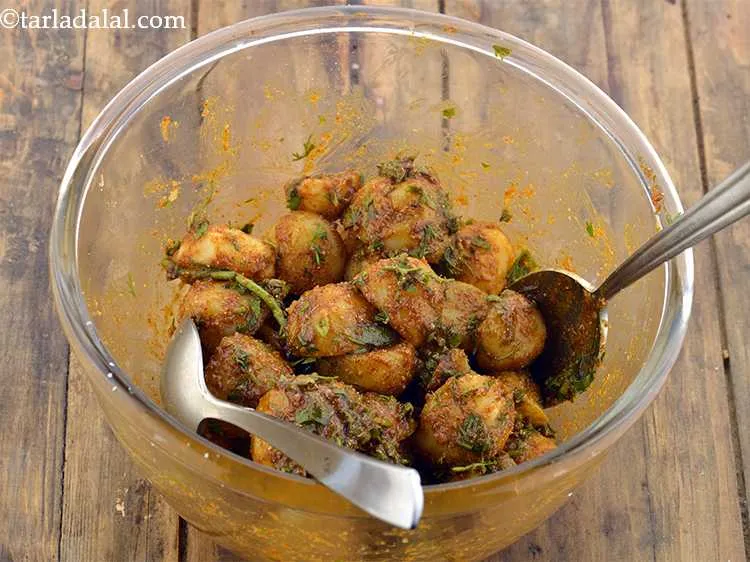 Step 17 – Mix gently with the help of two spoons and keep aside to marinade for 5 …