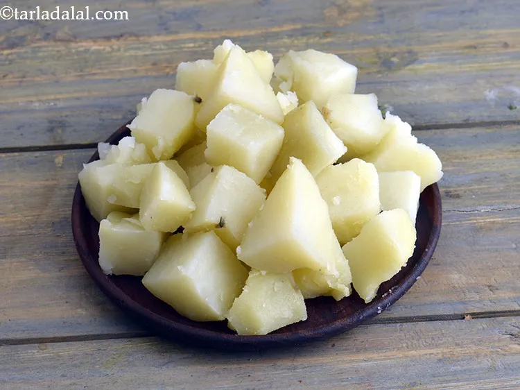Step 18 – Cut potato cubes into medium to large size. You might land up with a mushy …