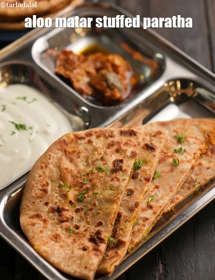 Step 30 – Serve <strong>aloo matar paratha recipe | aloo matar stuffed paratha | potato green pea paratha …