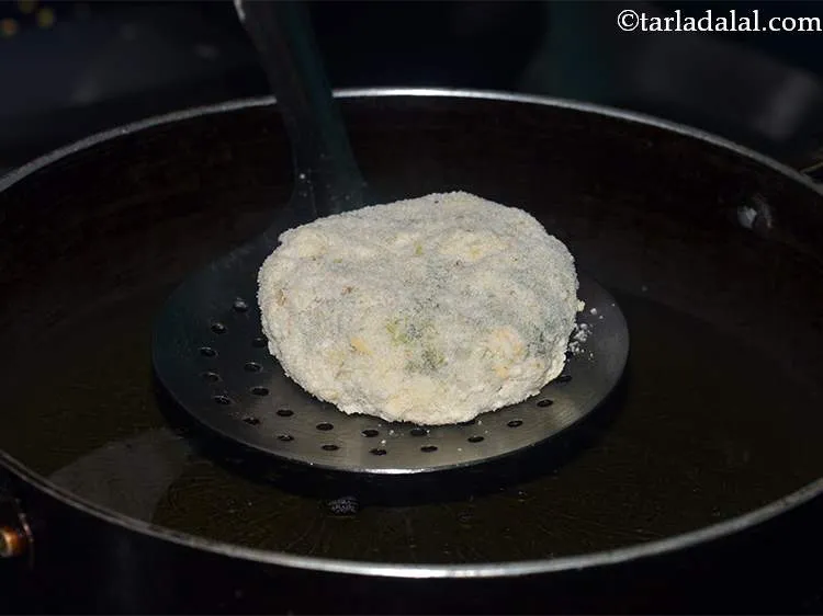 Step 26 – Heat the oil in a kadhai and add the <strong>aloo methi tikki recipe | Indian …