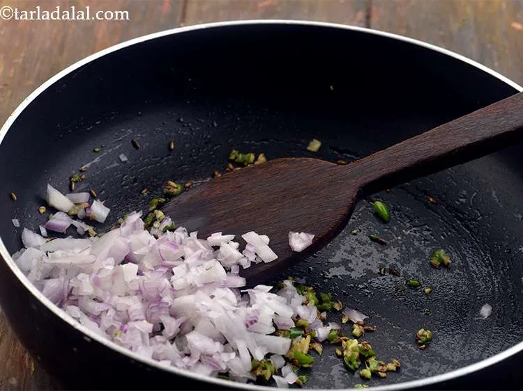 Step 5 – Now add the onions for a pungent taste.