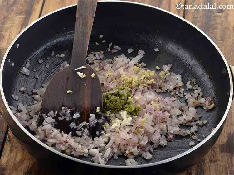 Step 5 – Add the green chilli paste. Learn <a href="https://www.tarladalal.com/How-To-Make-Green-Chilli-Paste-42729r">how to make green chilli paste</a> that stays …