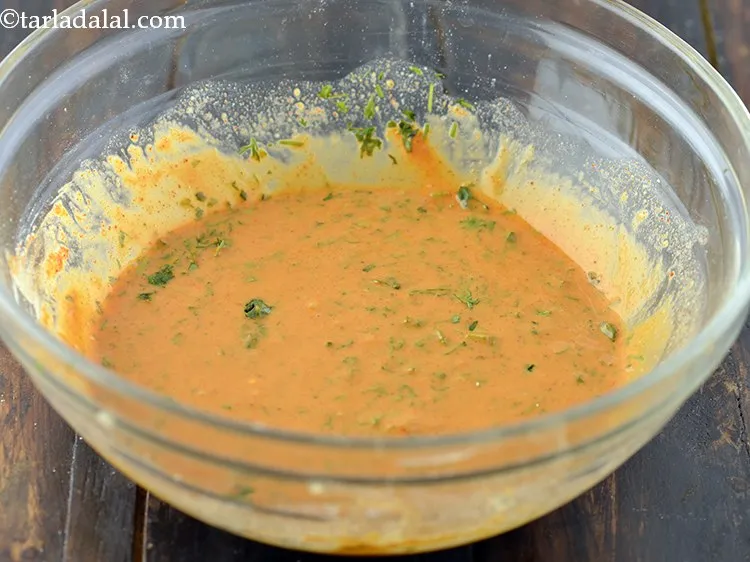 Step 16 – Mix well using a whisk till smooth. The batter should have a medium coating consistency.