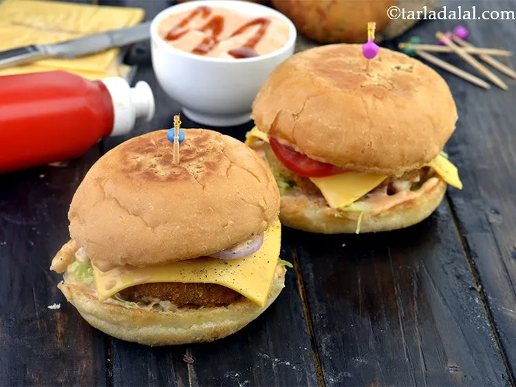 Step 26 – Repeat steps 1 to 9 to make 5 more burgers. Serve the homemade aloo tikki …
