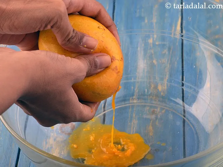 Step 12 – Squeeze it very well so as to collect the pulp in a deep bowl. Ensure …