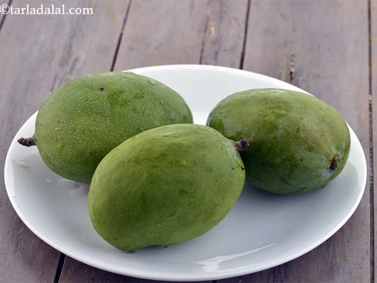 Step 2 – To prepare the <strong>amchur powder recipe (dry mango powder)</strong>, wash and pat dry the mangoes. …