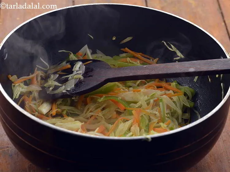 Step 22 – Saut&eacute; on a medium flame for 2 to 3 minutes.