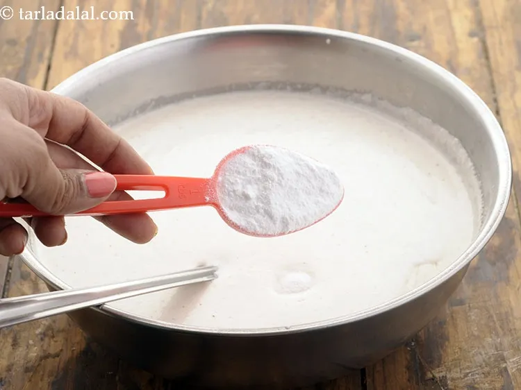 Step 17 – Add 1 cup water and sugar, mix very well. Adding baking soda, makes it more …