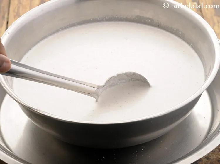 Step 13 – The batter should be of a thinner consistency than dosa batter.