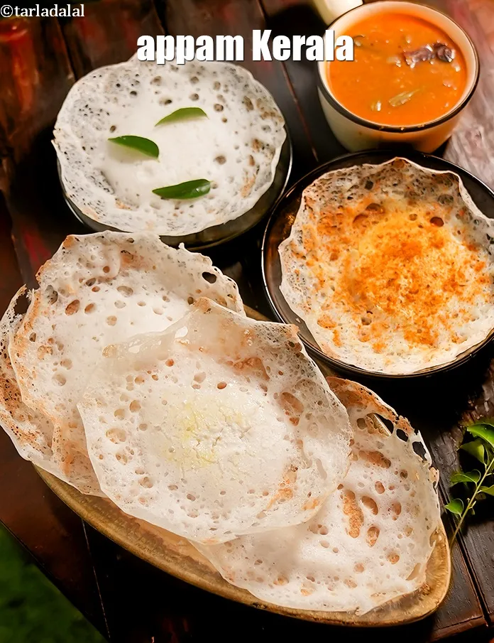 Step 34 – Serve <strong>Appam |&nbsp;Appam Kerala | South Indian appam with yeast |&nbsp;</strong>&nbsp;immediately with <a href="https://www.tarladalal.com/milagai-podi-malgapodi-powder-south-indian-gun-powder-recipe-41383r" target="_blank">milagai …