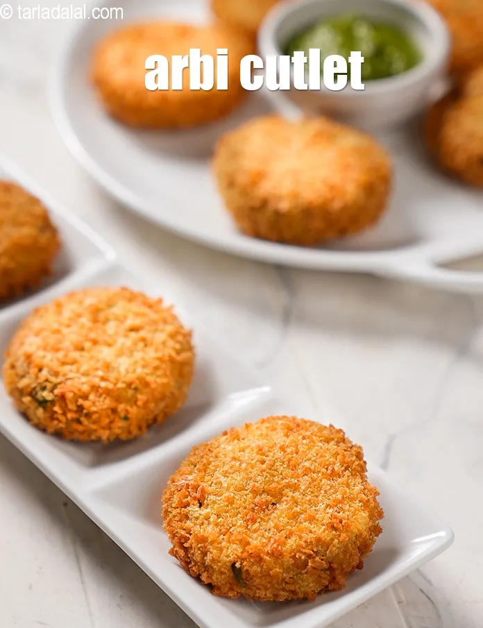 Step 26 – Serve <strong>arbi tikki</strong> immediately.