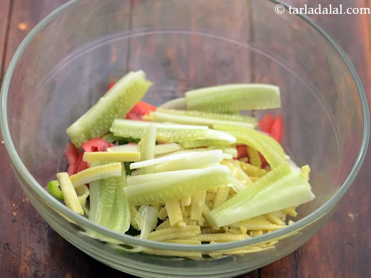 Step 18 – Add cucumber strips. Cucumber builds immunity, flushes out toxins and is an ideal ingredient to …