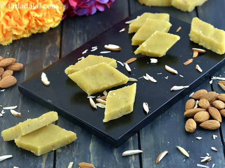 Step 37 – Separate he pieces and serve<strong> badam burfi recipe | healthy almond burfi | easy Indian …