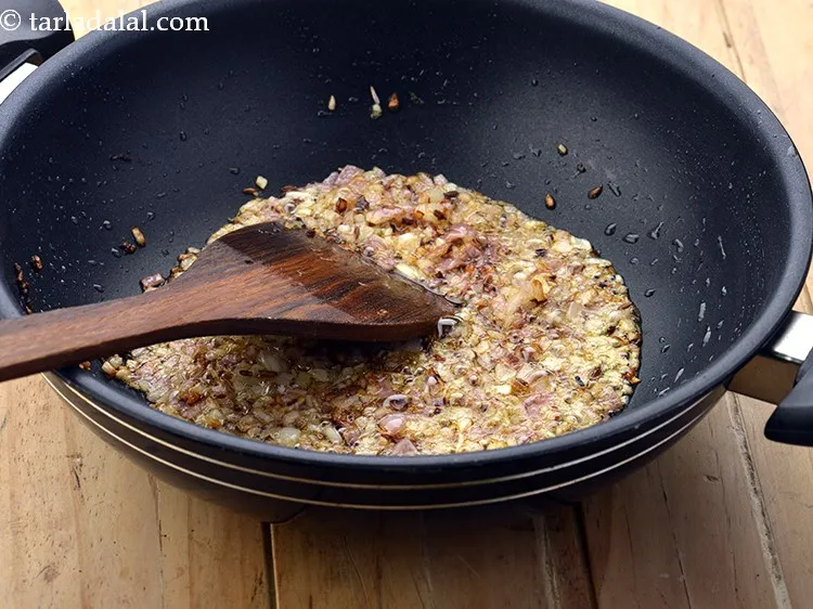 Step 10 – Mix well and saut&eacute; on a medium flame for 5 minutes or until the onions …