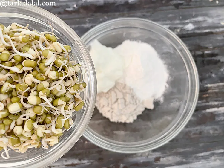 स्टेप 17 – १/२ कप <a href=""https://www.tarladalal.com/glossary-sprouted-moong-moong-sprouts-hindi-988i"">अंकुरित मूंग</a> डालें।