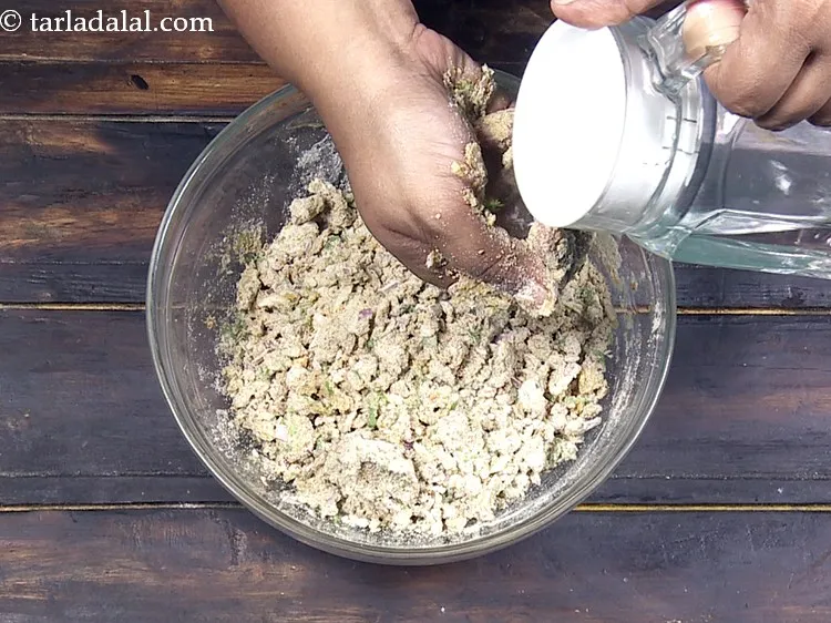 Step 14 – Add water to knead the dough. Remember to add water gradually.&nbsp;