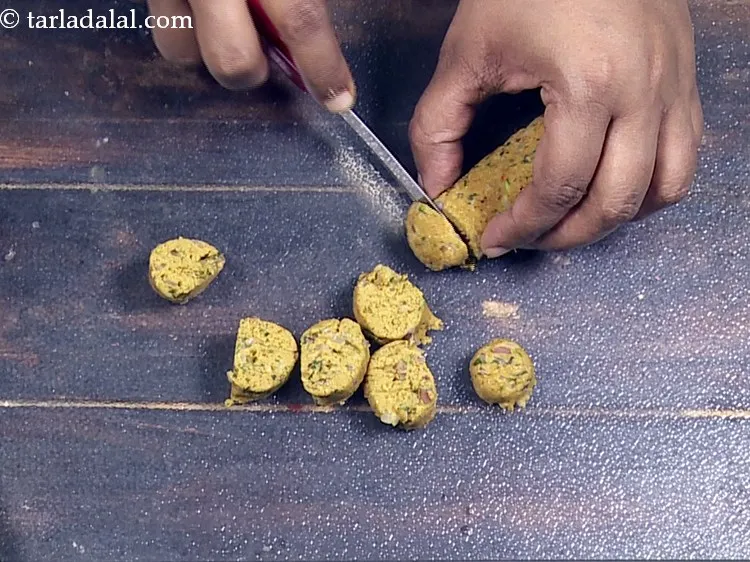 Step 20 – Place a roll on the chopping board and cut into 25 mm. (1&quot;) in diameter …