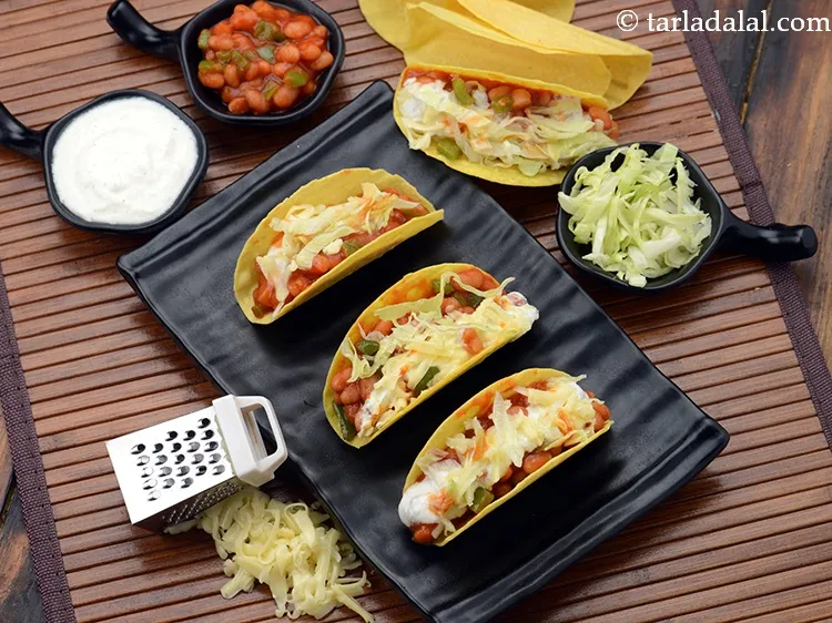 Step 29 – You can make the baked beans filling, sour cream and taco shells in advance. But …