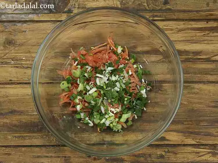 Step 5 – Add chopped spring onions whites and greens. The combination of sweet carrots and crunchy spring …