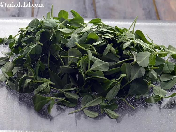Step 3 – Firstly, we will clean and wash the Methi Leaves and separate the leaves from the …