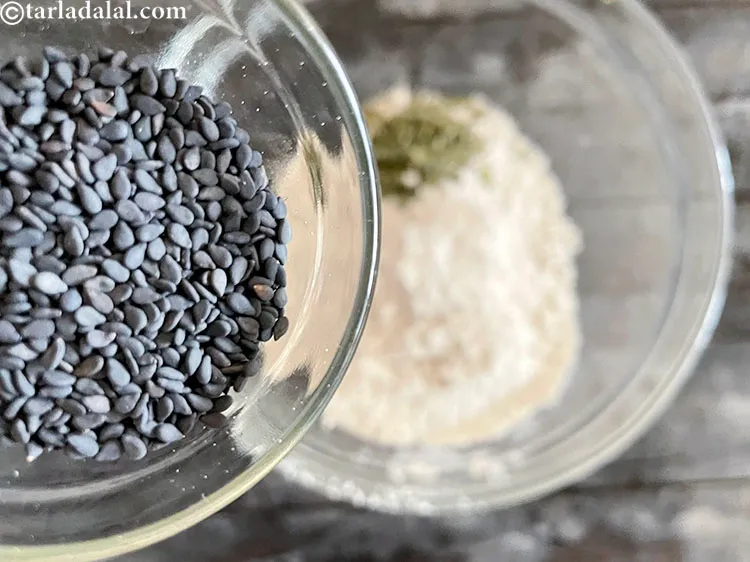 Step 13 – Add&nbsp;<meta charset="UTF-8" />2 tsp&nbsp;<a href="glossary-black-sesame-seeds-kala-til-kale-til-862i">black sesame seeds (kala til)</a>.