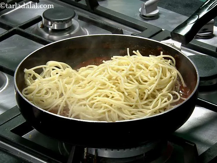 Step 19 – Add the cooked spaghetti.