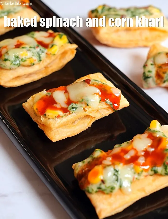 Step 20 – Serve the<strong> spinach and corn puffs</strong> immediately.